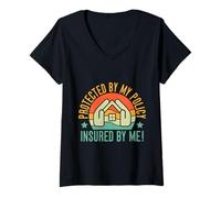 Mujer Agente De Seguros Protected by My Policy Broker De Seguros Camiseta Cuello V