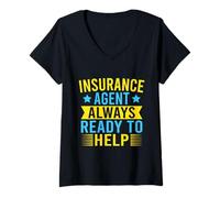 Mujer Agente De Seguros Ready To Help Broker De Seguros Divertidos Camiseta Cuello V