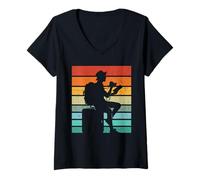 Mujer Agente de Viajes Viajero Sunset Planificación de Vacaciones Camiseta Cuello V