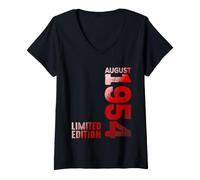 Mujer Agosto 1954 Año Legendario 1954 Nacimiento Vintage Desde 1954 Camiseta Cuello V