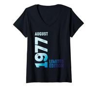 Mujer Agosto 1977 Año 1977 Retro 1977 Vintage Edición Limitada Camiseta Cuello V