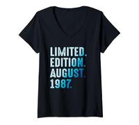 Mujer Agosto 1987 Cumpleaños Año 1987 Edición Limitada Camiseta Cuello V