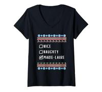 Mujer Agradable Traviesa Navidad Marie-Laure Suéter Feo Camiseta Cuello V