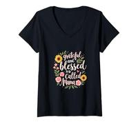 Mujer Agradecida y bendecida de ser llamada mamá Feliz Día de la Madre 2025 Camiseta Cuello V