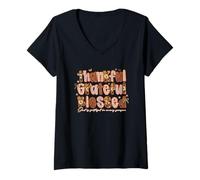 Mujer Agradecido Agradecido Bendito Dios Fiel Cada Camiseta Cuello V
