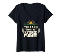 Mujer Agricultor Jubilado Granjero Generacional Agricultor Jubilación Familia Camiseta Cuello V