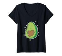 Mujer Aguacate con Corazón Camiseta Cuello V