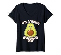 Mujer Aguacate Divertido Kawaii Vegano Vegetariano Fruta Camiseta Cuello V