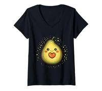 Mujer Aguacate Lindo Divertido Fruta Mamacado Embarazada Guacamole Mamá Camiseta Cuello V