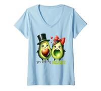 Mujer Aguacate Pareja Amor Juego de Palabras Romántico Valentine Camiseta Cuello V