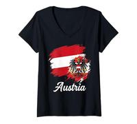 Mujer Águila de Bandera de Austria Camiseta Cuello V