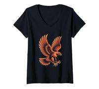 Mujer Águila Elevándose con Fuerza y Libertad Camiseta Cuello V