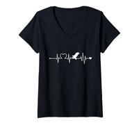 Mujer Águila Latido del corazón Ave de Presa ECG Curva Camiseta Cuello V