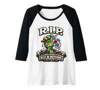 Mujer Aguja de Ganchillo Rip Rest In Patterns Zombie Horror Camiseta Manga Raglan