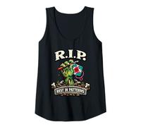 Mujer Aguja de Ganchillo Rip Rest In Patterns Zombie Horror Camiseta sin Mangas