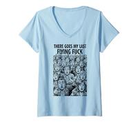 Mujer Ahí va mi último Vuelo Mierda Gracioso Sarcástico Rude Crowd Camiseta Cuello V