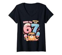 Mujer Ahora Estoy 6 El próximo año seré 7 Capybara Ice Cream 67 Meme Bday Camiseta Cuello V