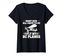 Mujer Ahora Solo Tengo Que Volar Mis Aviones RC Camiseta Cuello V