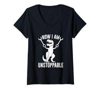 Mujer Ahora soy un dinosaurio t-rex divertido imparable Camiseta Cuello V