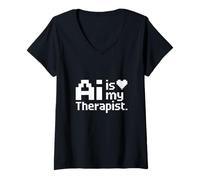 Mujer AI es mi Terapeuta Divertido Entusiasta de la tecnología Camiseta Cuello V