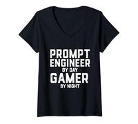 Mujer Ai Prompt Engineer Gamer Camiseta Cuello V