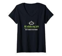 Mujer AI robó mi Trabajo Pero todavía Quiere ser Amigos Camiseta Cuello V