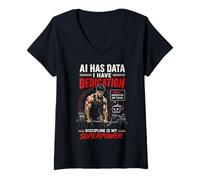 Mujer AI Tiene Datos Tengo Dedicación Gimnasio Motivación Entrenamiento Discipl Camiseta Cuello V