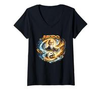Mujer Aikido Maestro Energía Cósmica Camiseta Cuello V