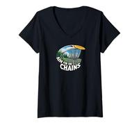 Mujer Aim For The Chains Disc Golf Player Frisbee Basket Camiseta Cuello V