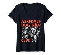 Mujer Airedale Dog Dad Club Airedale Terrier Hombres Día del Padre Camiseta Cuello V