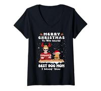 Mujer Airedale Terrier Christmas To The World Best Dog Mom Xmas Camiseta Cuello V