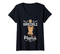 Mujer Airedale Terrier Mama Dog Lover Dog Mom Funny Mothers Day Camiseta Cuello V