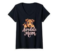 Mujer Airedale Terrier Mamá Perro Airedale Terrier Mamá Lindo Cachorro Camiseta Cuello V