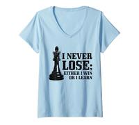 Mujer Ajedrez Que Nunca pierdo, gano o aprende Jugador de ajedrez Camiseta Cuello V