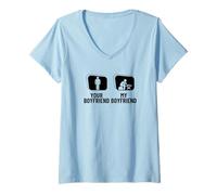 Mujer Ajedrez Tu Novio Mi Novio Novia Ajedrez Camiseta Cuello V
