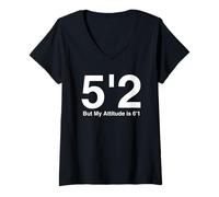 Mujer Ajuste 5`2 Pero My Attitude is 6'1. Camiseta Cuello V