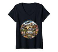 Mujer Akron, Ohio, OH EE. UU Camiseta Cuello V