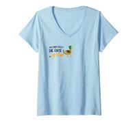 Mujer Al Final el Pato Caca | Divertido | Amantes del Pato Camiseta Cuello V