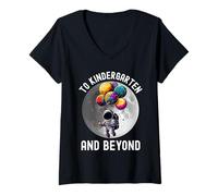 Mujer Al jardín de Infantes y más allá del Astronauta de Regreso a la Escuela Camiseta Cuello V