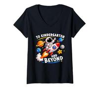 Mujer Al jardín de Infantes y más allá del Primer día de Clases de astronautas Camiseta Cuello V