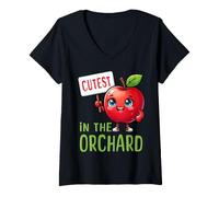 Mujer Al recolector de Manzanas más Lindo del huerto le Encanta Recoger Manzanas a los niños Camiseta Cuello V