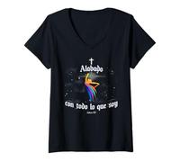 Mujer Alabado con Todo lo Que Soy Culto Danza Cristiana Salmos 150 Camiseta Cuello V