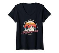 Mujer Alabama Awaits The Mountains Are Calling, Smokey Mountains Camiseta Cuello V
