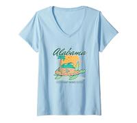 Mujer Alabama Gulf Shores Sea Turtle - Recuerdo de vacaciones Camiseta Cuello V