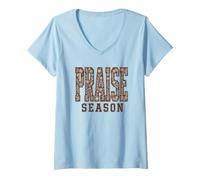 Mujer Alabanza Temporada Fe Cristiana Cita Floral Adoración Camiseta Cuello V