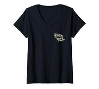 Mujer Alas de la Libertad Retro Vintage Aviación Aviación Diseño Camiseta Cuello V