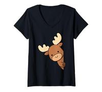 Mujer Alaska Alce Alce Ciervo Lindo Divertido Alaska Wildlife Camiseta Cuello V