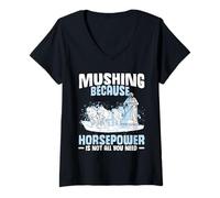 Mujer Alaska Musher - Trineo para Perros de Carreras de Perros Husky Camiseta Cuello V