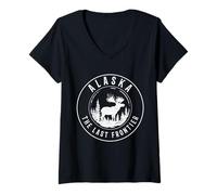 Mujer Alaska The Last Frontier - Recuerdo de Orgullo Vintage Camiseta Cuello V