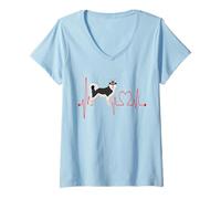 Mujer Alaskan Klee Kai Dog My Heartbeat EKG Dogs My Cardio Camiseta Cuello V